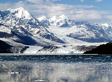 An Alaskan glacier. A winter scene in Alaska